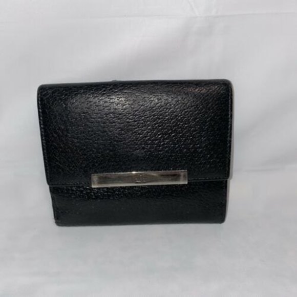 Gucci Wallet Purse Folding wallet Black Silver Woman Authentic Used Vintage - Picture 1 of 9